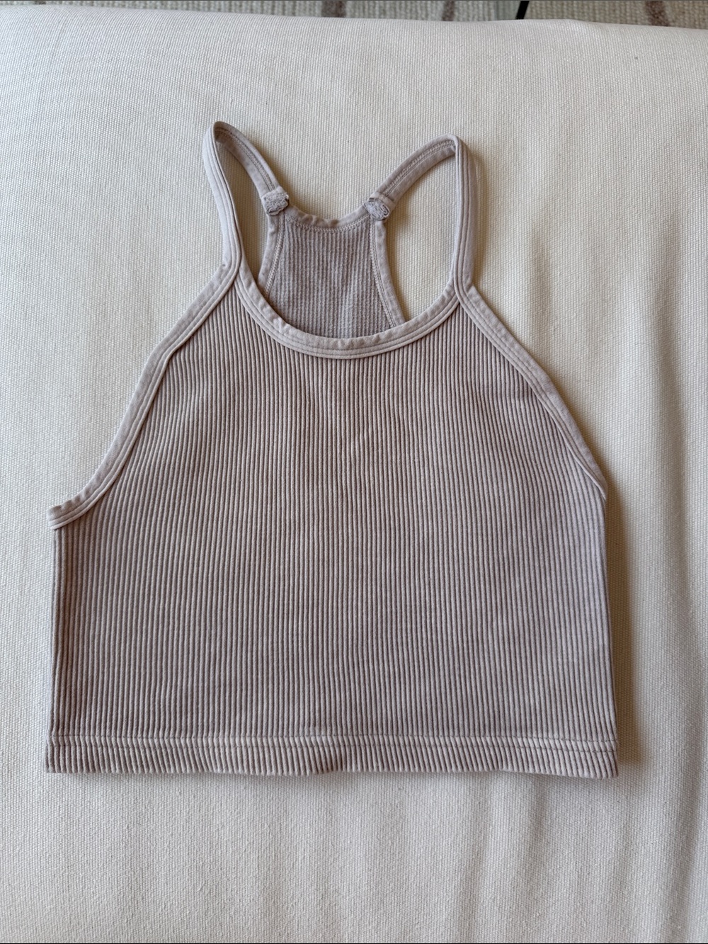 FP Movement by Free People Ribbed Halter Crop Top in Taupe